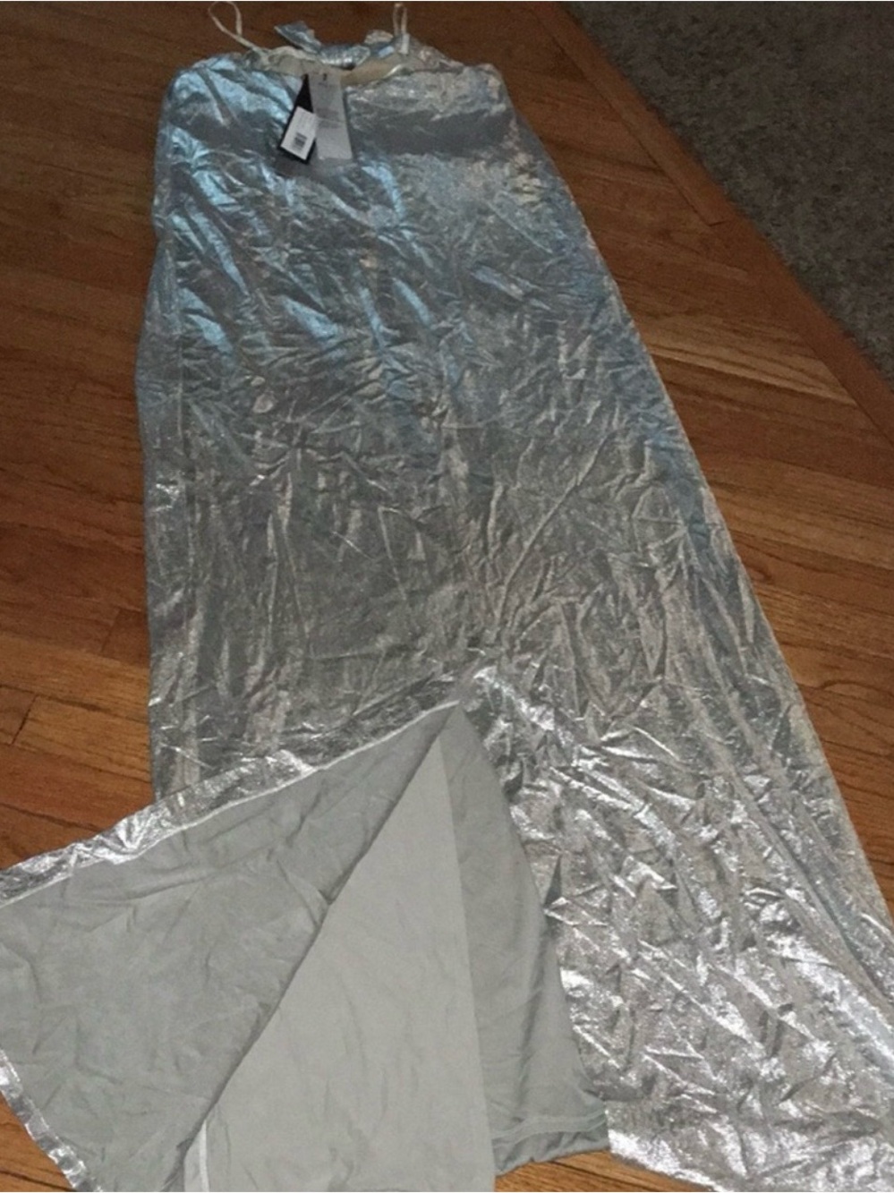 Halston Silver Metallic Maxi Dress NWT - Picture 4 of 5